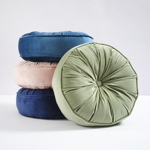 KOO Maddie Round Piped Velvet Cushion Sage 40 x 40 x 10 cm