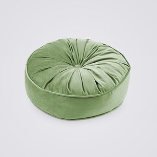 KOO Maddie Round Piped Velvet Cushion Sage 40 x 40 x 10 cm