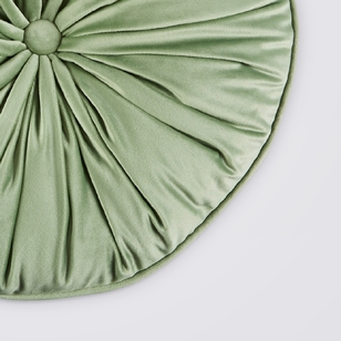 KOO Maddie Round Piped Velvet Cushion Sage 40 x 40 x 10 cm