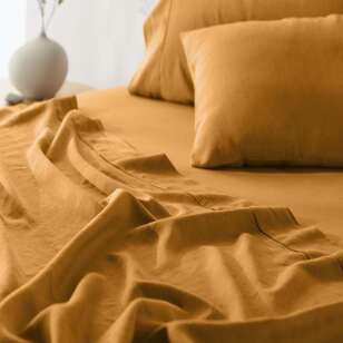 KOO Washed Linen Flat Sheet Turmeric