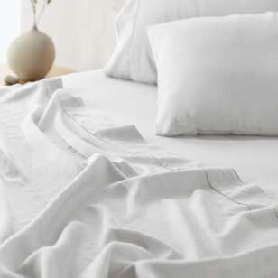 KOO Washed Linen Flat Sheet White