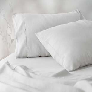 KOO Washed Linen Flat Sheet White