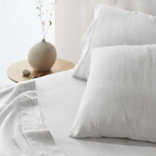 KOO Washed Linen Flat Sheet White