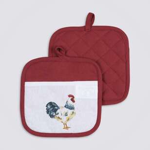 KOO Sonoma Pot Holder 2 Pack Red 18 x 18 cm