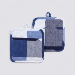 KOO Sorrento Pot Holder 2 Pack Blue 18 x 18 cm