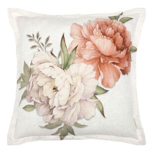 KOO Peony Rose Digital Patterned Cushion Natural 50 x 50 cm