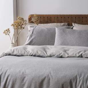 KOO Flannelette Quilt Cover Set Grey Marle Single