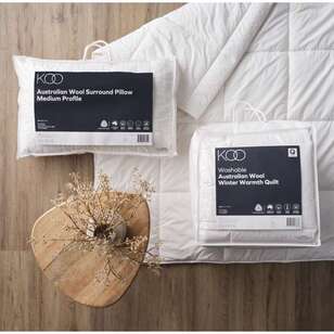 KOO 500GSM Washable Australian Wool Winter Warmth Quilt White Single