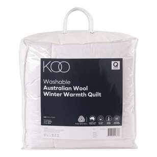 KOO 500GSM Washable Australian Wool Winter Warmth Quilt White Single