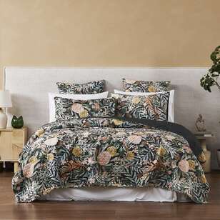 KOO Kasey Protea Velvet Coverlet Set Charcoal 220 x 240 cm