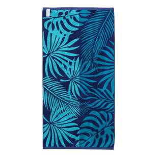 KOO Jacquard Beach Towels Noah Palm Blue 80 x 160 cm