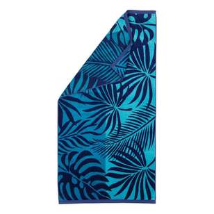 KOO Jacquard Beach Towels Noah Palm Blue 80 x 160 cm