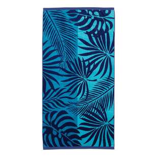 KOO Jacquard Beach Towels Noah Palm Blue 80 x 160 cm