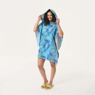 KOO Adult Palm Hooded Towel Teal 100 cm x 180 cm