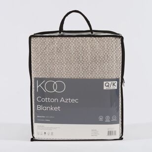 KOO Cotton Aztec Blanket Charcoal 220 x 240 cm