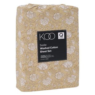 KOO Printed Washed Cotton Sadie Sheet Set Natural