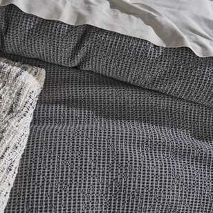 KOO Washed Waffle Quilt Cover Set Charcoal