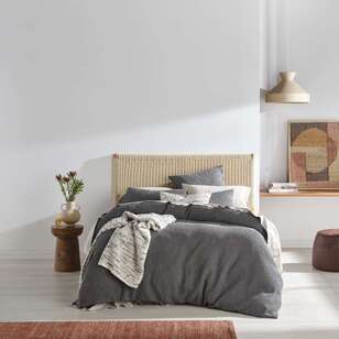 KOO Washed Waffle Quilt Cover Set Charcoal