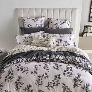 KOO Printed Cotton Sateen Quilt Cover Set Natural/Charcoal