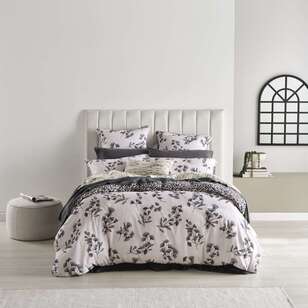 KOO Printed Cotton Sateen Quilt Cover Set Natural/Charcoal