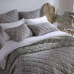 KOO Quilted Coverlet Set Green & Natural 260X240Cm