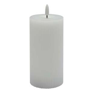 KOO Rib LED Pillar Wax Candle White