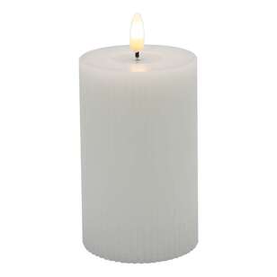 KOO Rib LED Pillar Wax Candle White