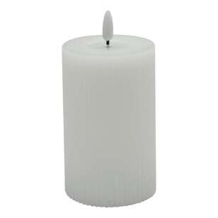 KOO Rib LED Pillar Wax Candle White