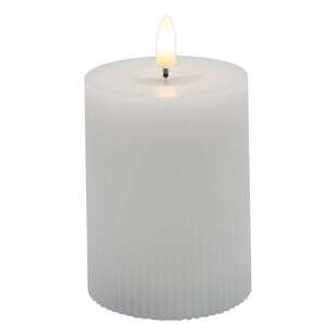 KOO Rib LED Pillar Wax Candle White