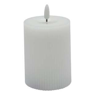 KOO Rib LED Pillar Wax Candle White