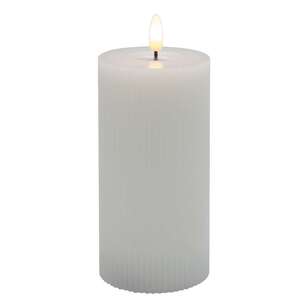 KOO Rib LED Pillar Wax Candle White