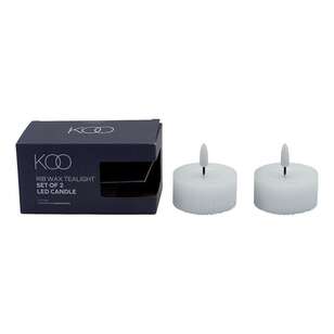 KOO Rib LED Wax Tealight  White 6.3 cm x 3 cm